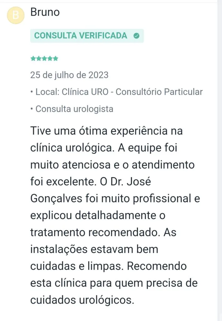 depoimento para Dr.José Gonçalves Urologista